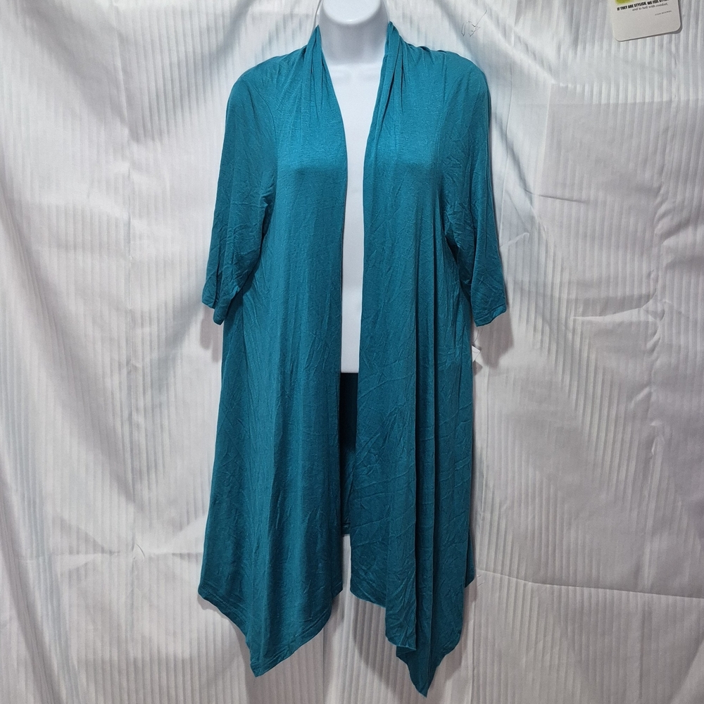 XL Teal Open Front Cardigan By 24/7 Comfort NWT